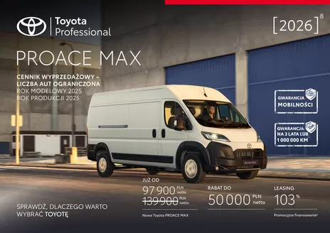 Katalog Toyota w: Jastrzębie-Zdrój | Spec nowy proace max py25 | 2026-04-04T00:00:00.000Z - 2026-12-31T00:00:00.000Z